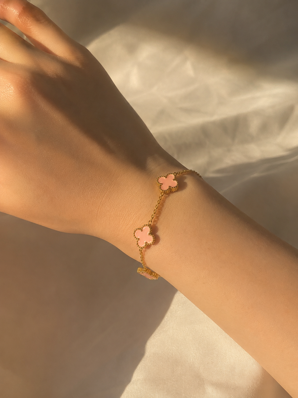 Pink clover bracelet