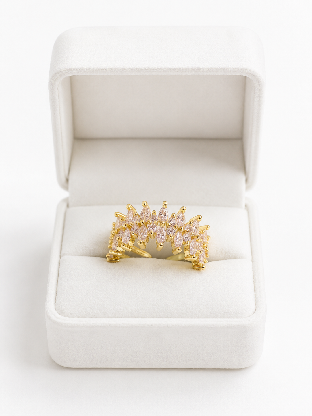 Royal halo cuff ring