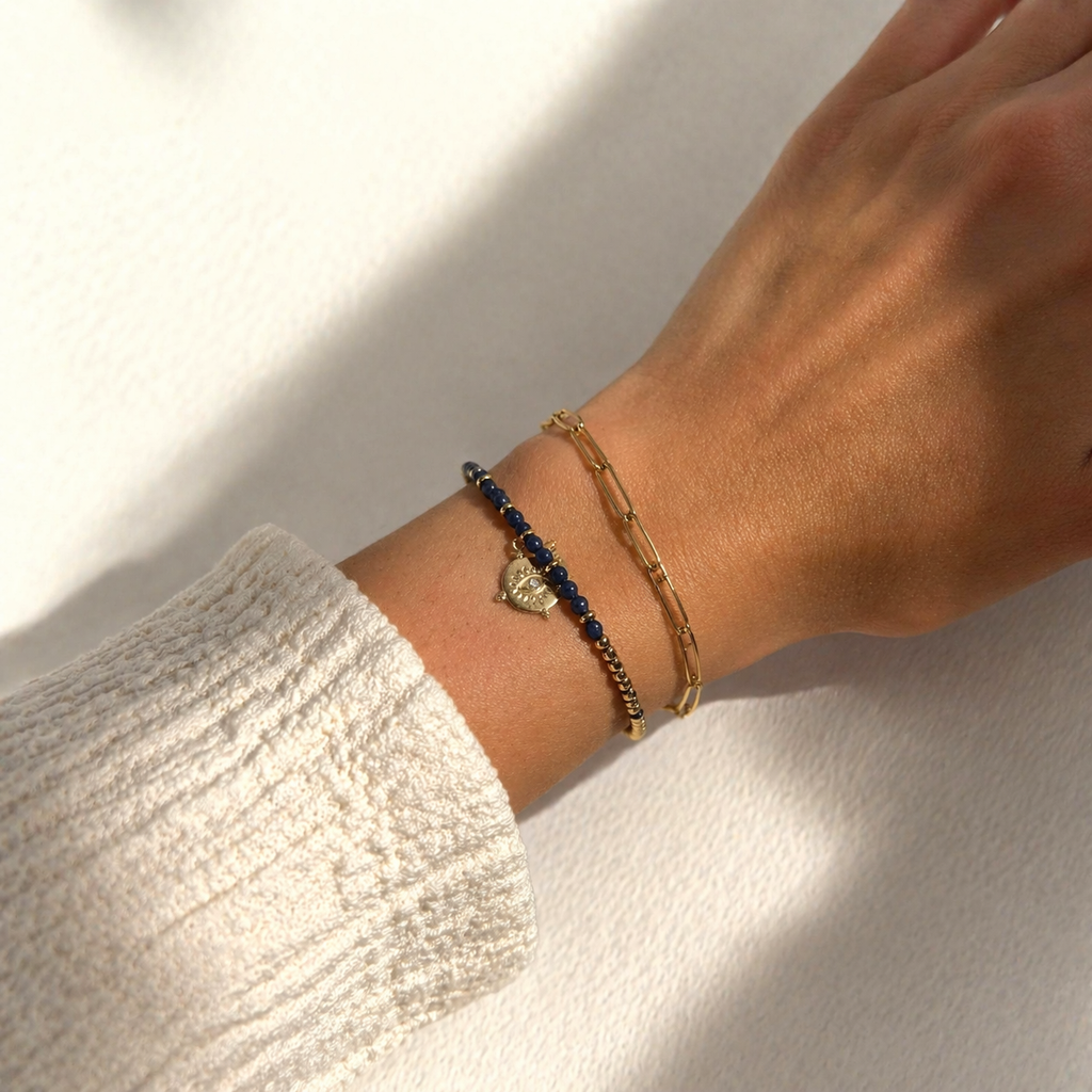 Evil Eye Blue Agate Bracelet