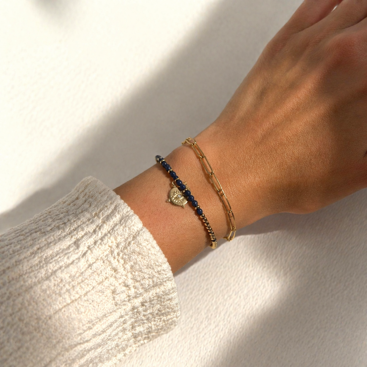 Evil Eye Blue Agate Bracelet