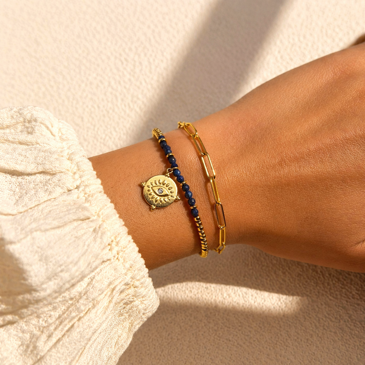 Evil Eye Blue Agate Bracelet
