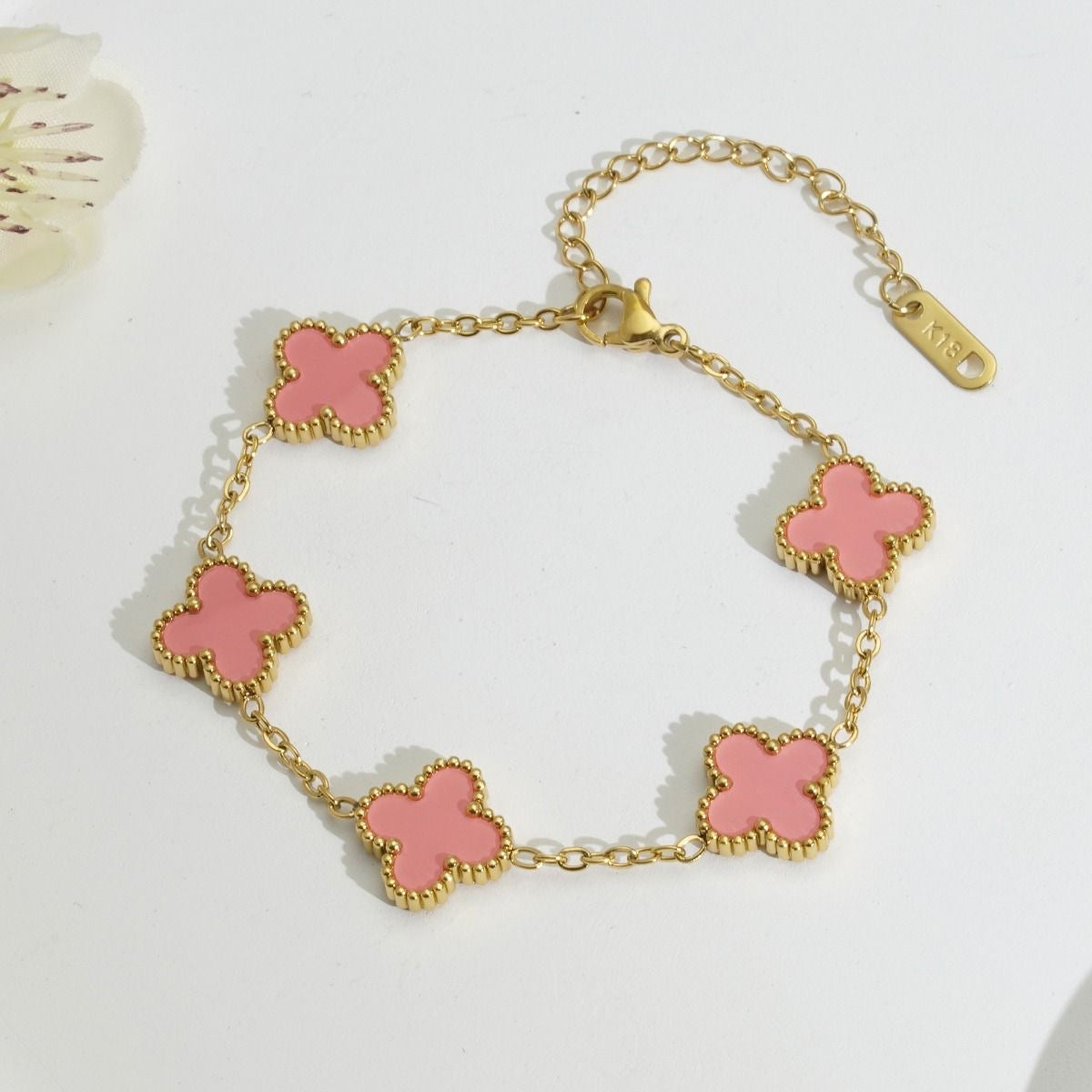 Pink clover bracelet