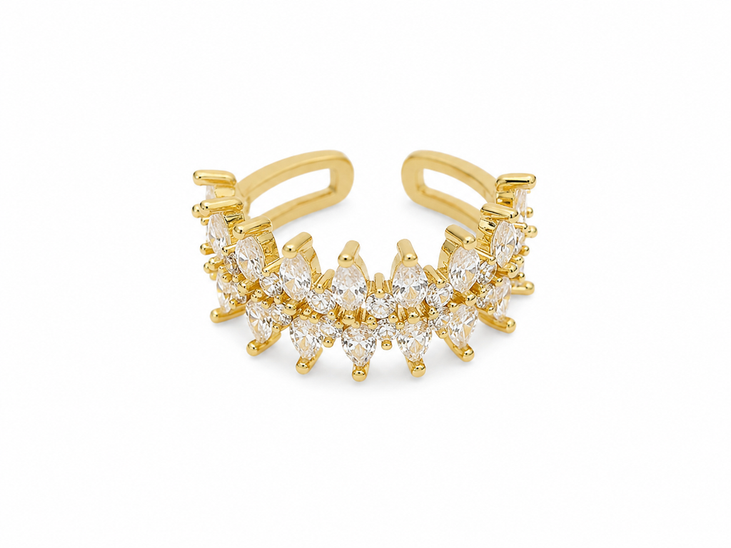 Royal halo cuff ring