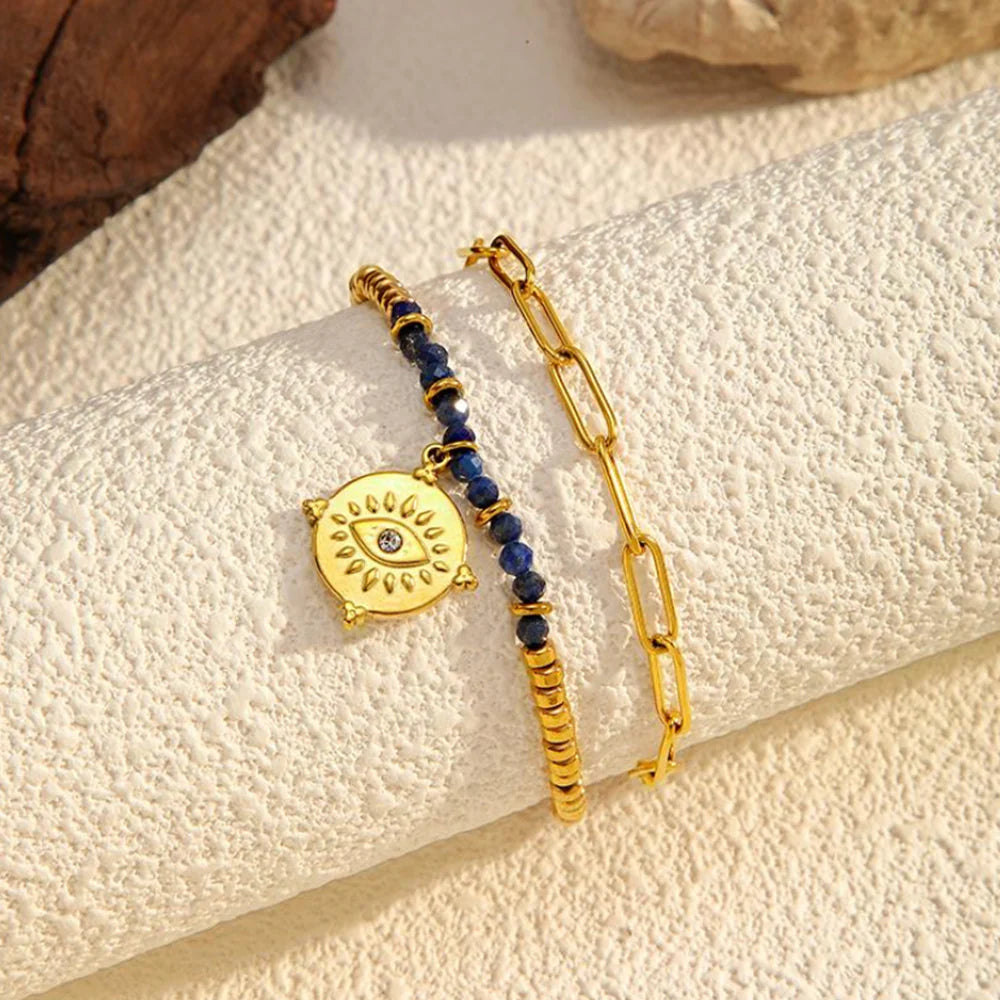 Evil Eye Blue Agate Bracelet