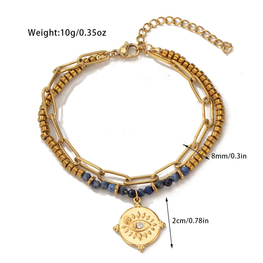 Evil Eye Blue Agate Bracelet