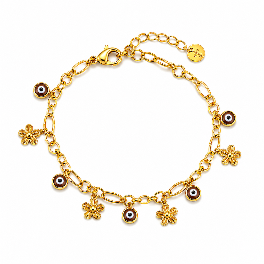Brown evil eye charm bracelet