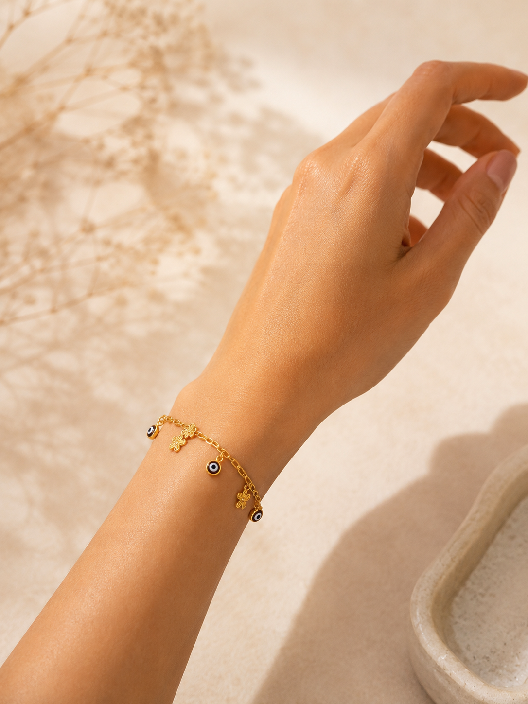 Brown evil eye charm bracelet