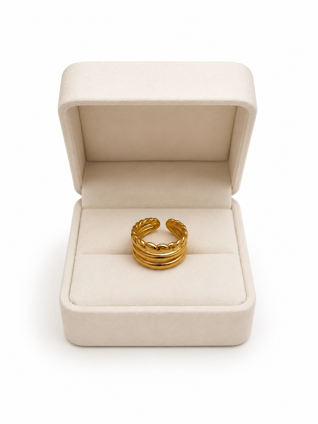 Triple layered adjustable ring