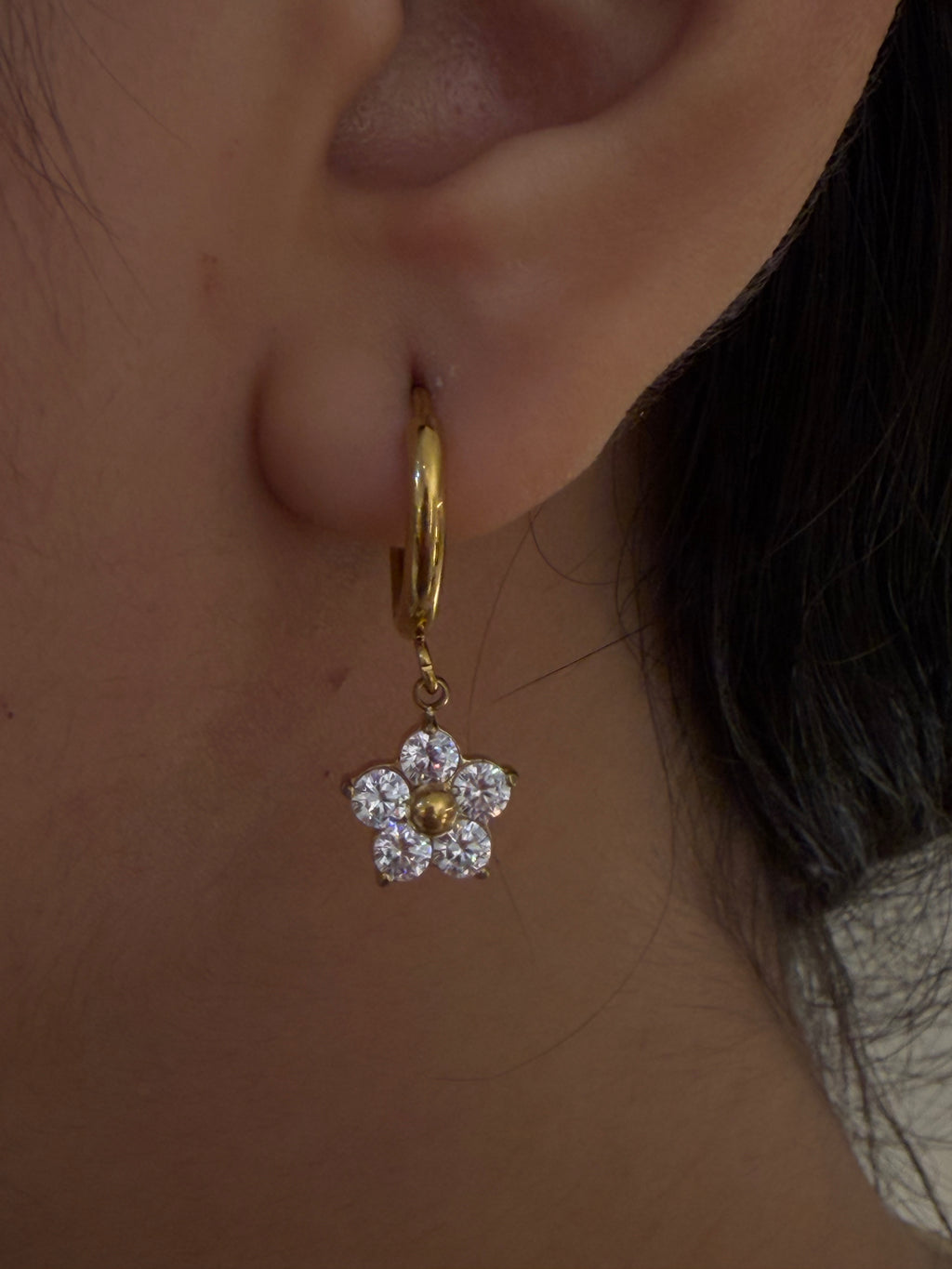 Flower charm earring